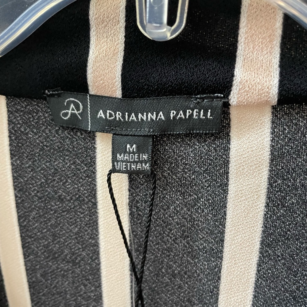 Adrianna Papell Black Ivory Striped Wrap Front Blouse - Picture 6 of 7